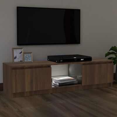 vidaXL TV-benk med LED-lys brun eik 120x30x35,5 cm