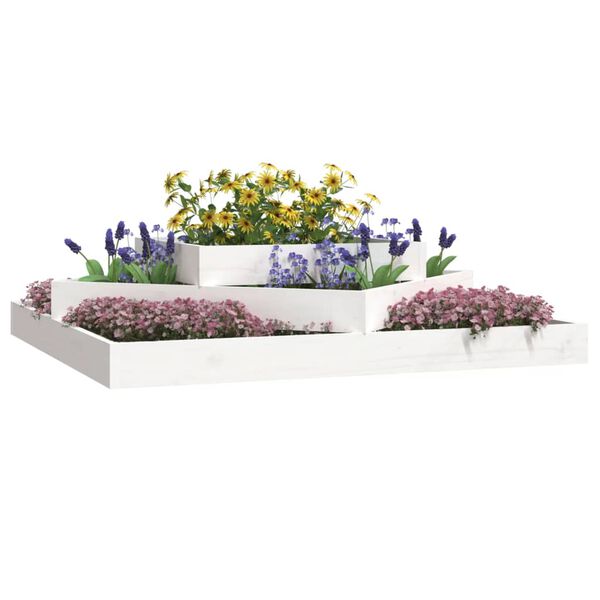 vidaXL Plantekasse hvit 112x112x27 cm heltre furu