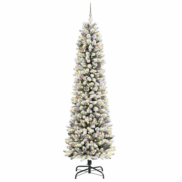 vidaXL Kunstig juletre med 300 LED Hvit 240 cm PVC og Metall og Plast