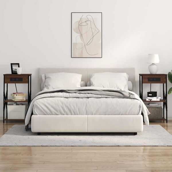 vidaXL Nattbordskap med hylle Brun Eik 41 x 31 x 76 cm Konstruert tre