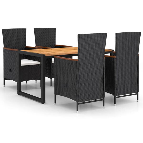 vidaXL Utend&oslash;rs spisestue 5 deler svart