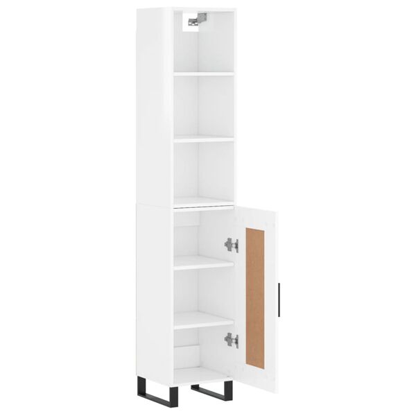 vidaXL Highboard h&oslash;yglans hvit 34,5x34x180 cm konstruert tre
