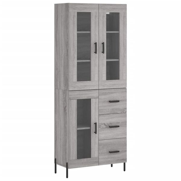 vidaXL Highboard gr&aring; sonoma 69,5x34x180 cm konstruert tre
