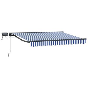 vidaXL Manuell markiseramme med LEDs Bl&aring;, Hvit, Antrasitt 2,5 x 2 m