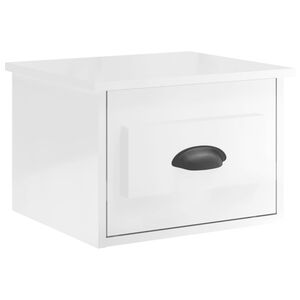vidaXL Veggmontert nattbord h&oslash;yglans hvit 41,5x36x28 cm