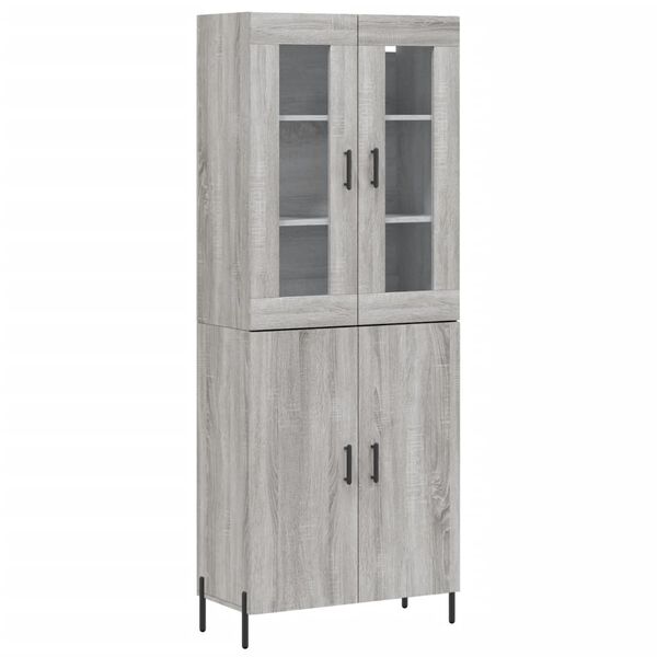 vidaXL Highboard grå sonoma 69,5x34x180 cm konstruert tre