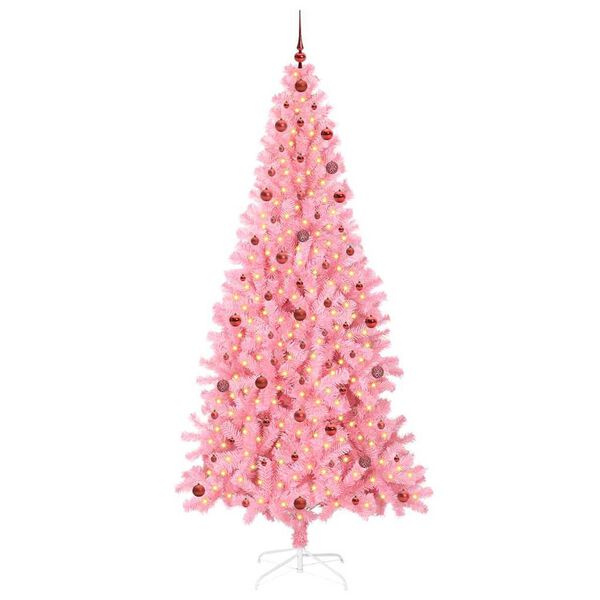 vidaXL Juletre med 300 LED med stativ Rosa 240 cm PVC