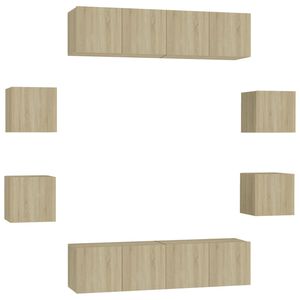 vidaXL TV-benksett 8 stk sonoma eik konstruert tre