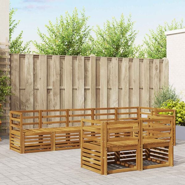 vidaXL Sofasett 8 pcs Naturlig Solid akasietre