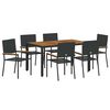 vidaXL Hage Spisegruppe 7 stk. Svart polyrotting