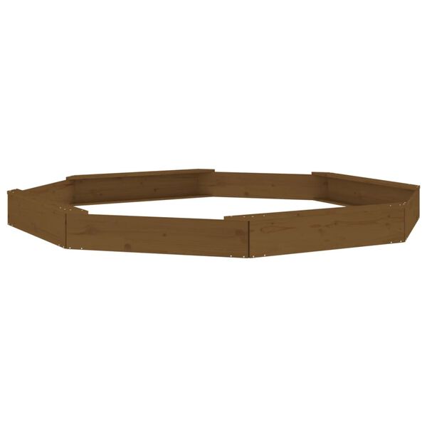 vidaXL Sandkasse med seter honningbrun &aring;ttekantet heltre furu