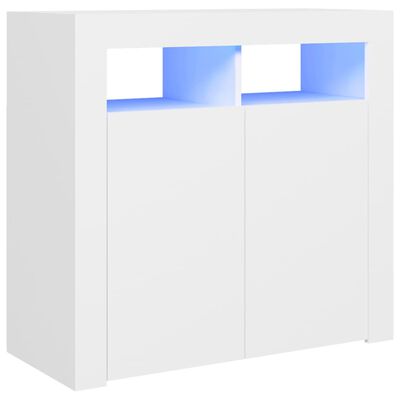 vidaXL Skjenk med LED-lys hvit 80x35x75 cm