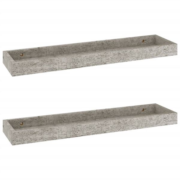 vidaXL Loggia-vegghyller 2 stk betonggr&aring; 60x15x4 cm MDF
