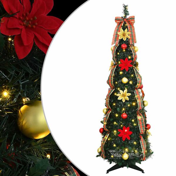 vidaXL Kunstig juletre med 100 LED med stativ gr&oslash;nn 155 cm PVC