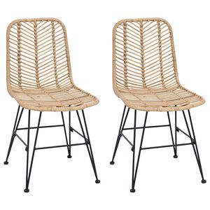 vidaXL Spisestuestol 2 stk. Rattan og Jern Naturlig