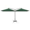 vidaXL Dobbel hageparasoll med st&aring;lstang gr&oslash;nn 600x300 cm