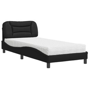 vidaXL Seng med madrass Hvar svart 90x190 cm kunstig l&aelig;r