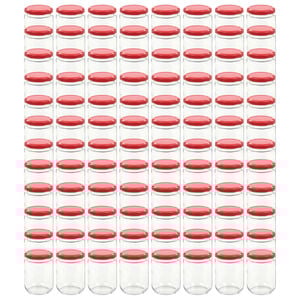 vidaXL Syltet&oslash;yglass med r&oslash;de lokk 96 stk 230 ml