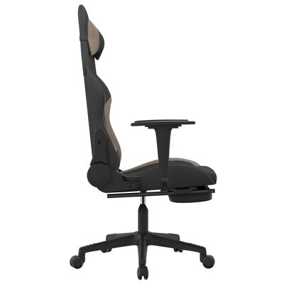 vidaXL Massasje-gamingstol med fotstøtte og hjul svart gråbrun stoff