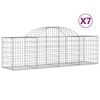 vidaXL Gabionkurver buede 7 stk 200x50x60/80 cm galvanisert jern
