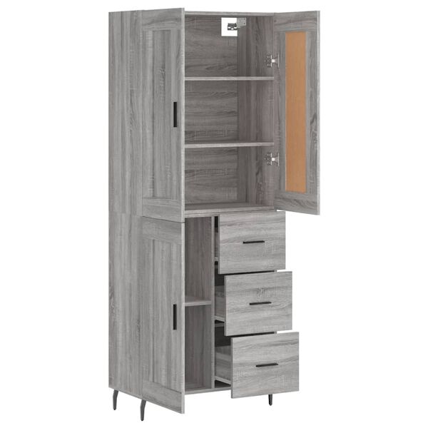 vidaXL Highboard gr&aring; sonoma 69,5x34x180 cm konstruert tre