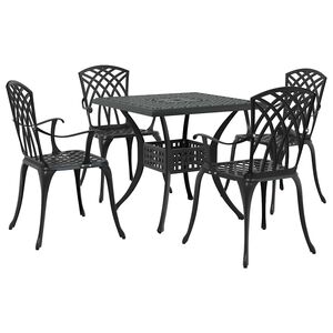 vidaXL Hagebordsett 5 pcs Svart St&oslash;pt aluminium