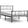 vidaXL Sengeramme i metall med hode- og fotgavl svart 90x190 cm