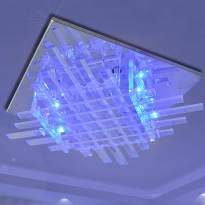 Firkantet RGB LED taklampe med strimler av glass