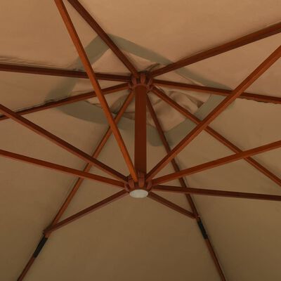 vidaXL Hengeparasoll med trestang 400x300 cm gråbrun