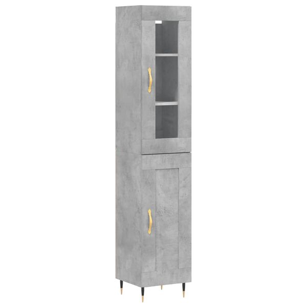 vidaXL Highboard betonggr&aring; 34,5x34x180 cm konstruert tre