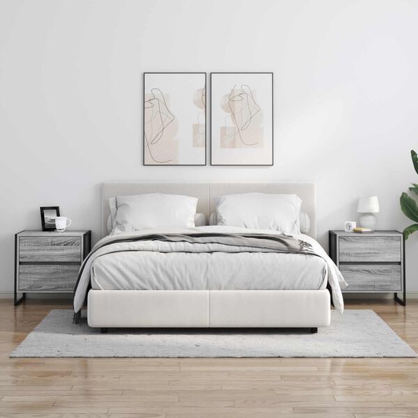 vidaXL Nattbord med skuff Gr&aring; Sonoma 50 x 39.5 x 50 cm Konstruert tre