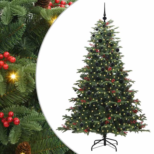 vidaXL Kunstig juletre med 300 LED grønn 210 cm PVC og Metall og Plast