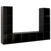 vidaXL TV-benker 3 stk h&oslash;yglans svart 142,5x35x36,5 cm konstruert tre
