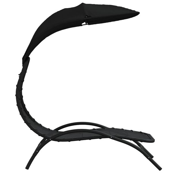 vidaXL Solseng med solskjerm svart 167x80x195 cm stoff og stål