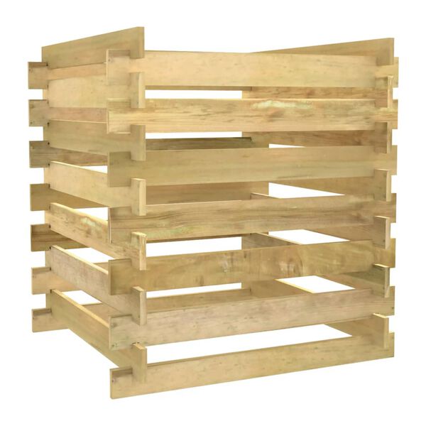 vidaXL Kompostkasse med lamelldesign 90x90x90 cm impregnert furu