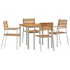 vidaXL Hage Spisegruppe 5 pcs Massiv teak og rustfritt st&aring;l