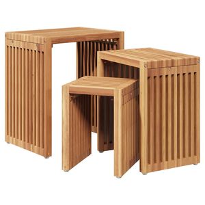 vidaXL Hagesidebord 3 stk. Brun 33 x 44,5 x 51 cm Massivt Teaktre