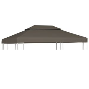 vidaXL Dobbel toppduk til paviljong 310 g/m&sup2; 4x3 m gr&aring;brun