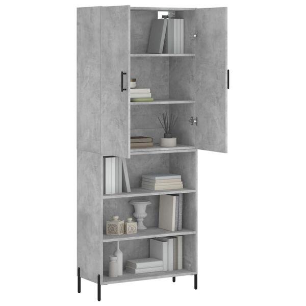 vidaXL Highboard betonggr&aring; 69,5x34x180 cm konstruert tre