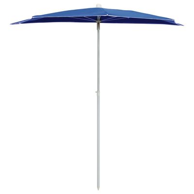 vidaXL Halvrund parasoll med stang 180x90 cm asurblå