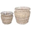 vidaXL Plantekurv med lagring 2 pcs Gr&aring; Lacak Rattan