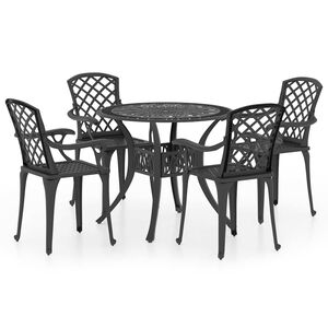 vidaXL Bistrosett 5 deler st&oslash;pt aluminium svart