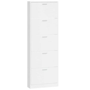 vidaXL Skoskap h&oslash;yglans hvit 59x17x169 cm konstruert tre