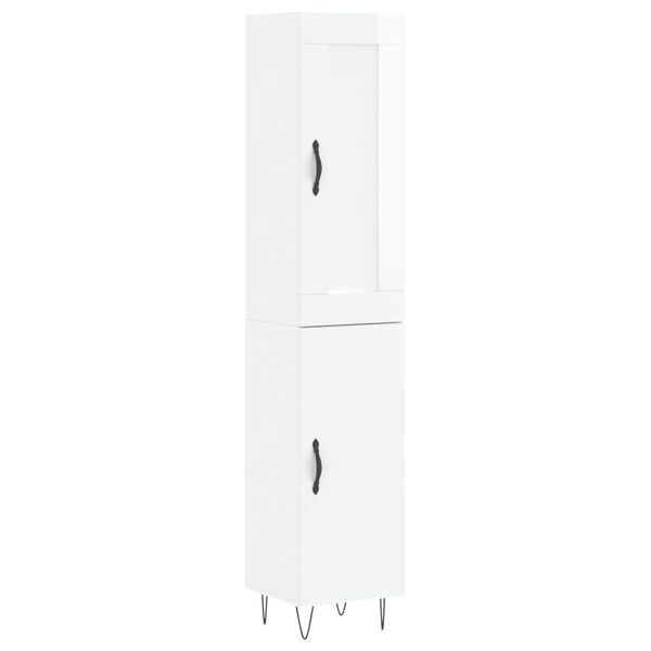 vidaXL Highboard h&oslash;yglans hvit 34,5x34x180 cm konstruert tre
