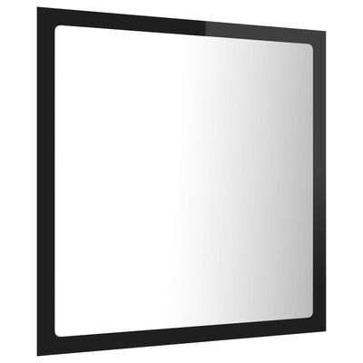 vidaXL LED Baderomsspeil høyglans svart 40x8,5x37 cm sponplate