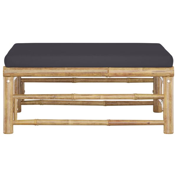 vidaXL Utendørs fotskammel med mørkegrå pute bambus