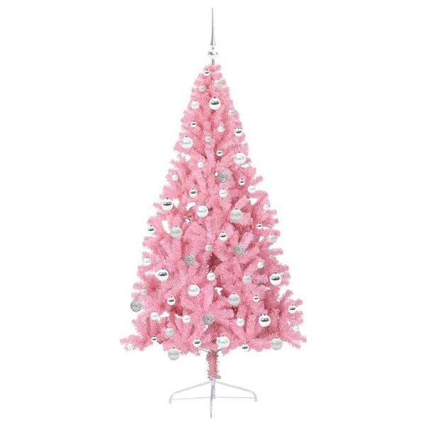 vidaXL Kunstig Forh&aring;ndsopplyst Juletre med 300 LED Rosa 180 cm PVC