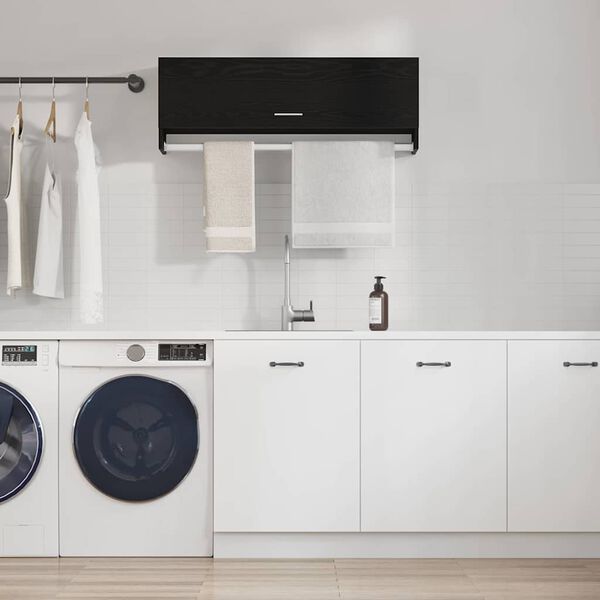 vidaXL Garderobeskap Svart Eik 100 x 32,5 x 35 cm Konstruert tre