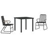 vidaXL Hage Spisegruppe 3 pcs Svart PVC-Rattan