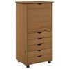 vidaXL Rullende skap 53 x 39 x 103 cm Massiv furu Honning brun